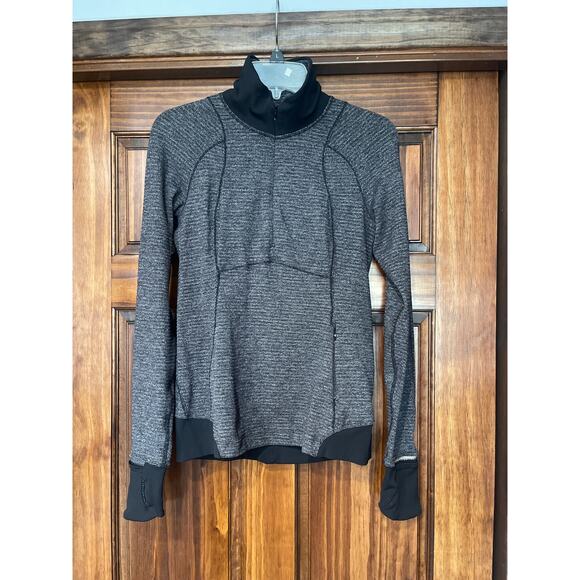 Lululemon Runderful 1/2 Zip Mini Check Pique Black size 6 - Picture 2 of 8